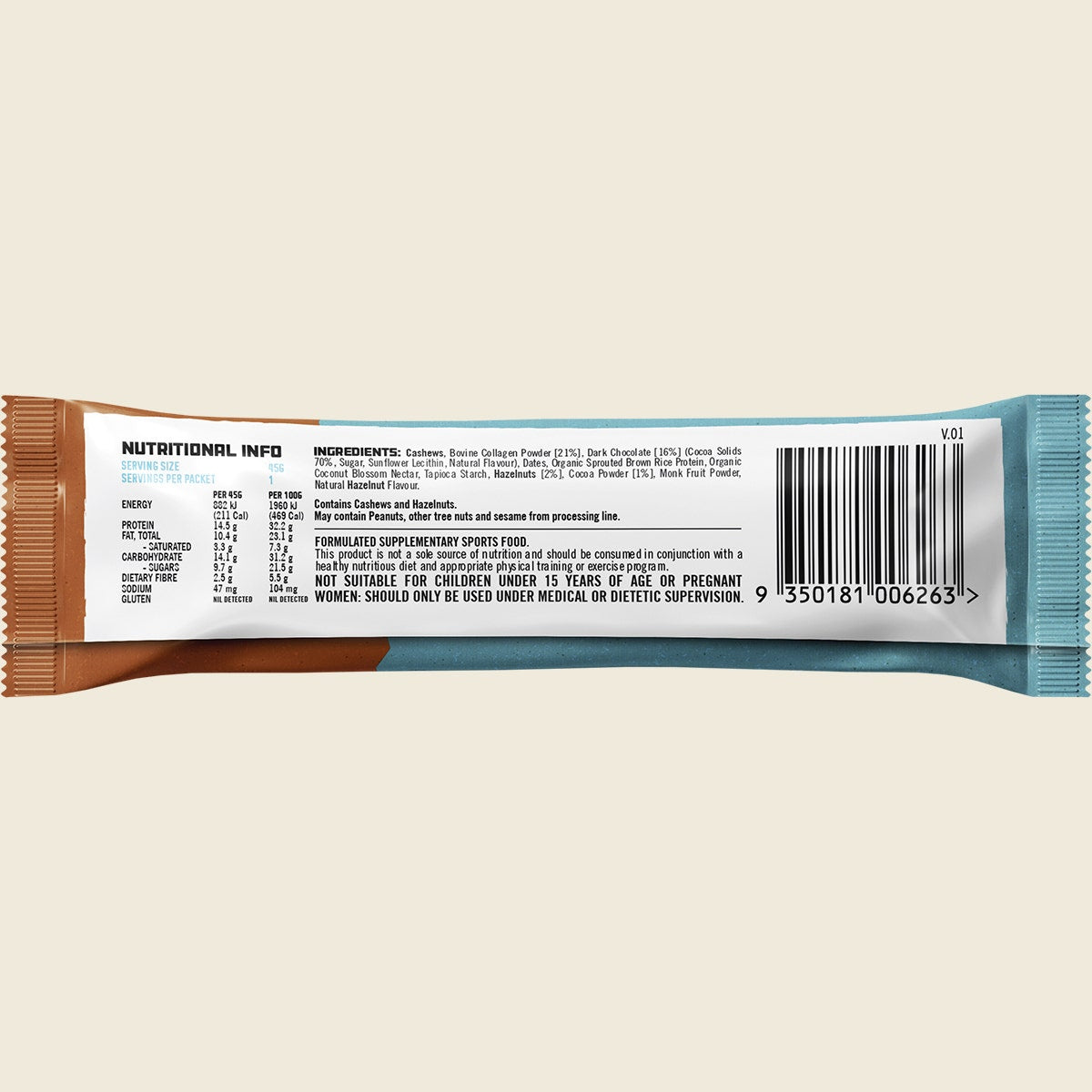 Protein Supplies Australia Protein Bar With Collagen Chocolate Hazelnut 12x45g