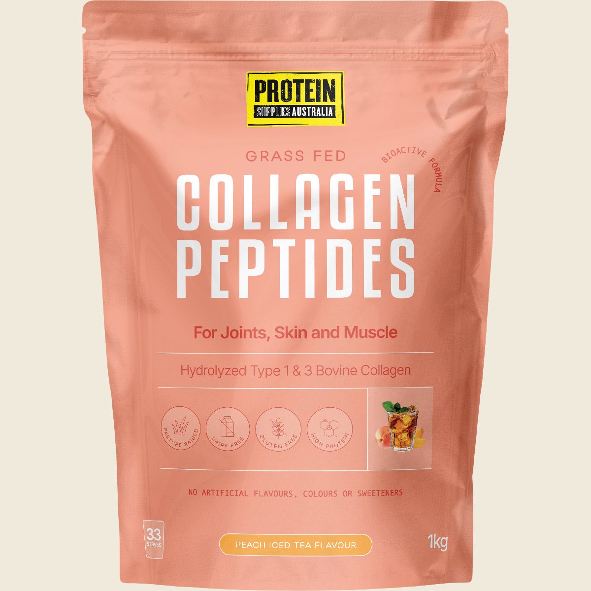 Protein Supplies Australia Collagen Peptides Peach Iced Tea 1kg