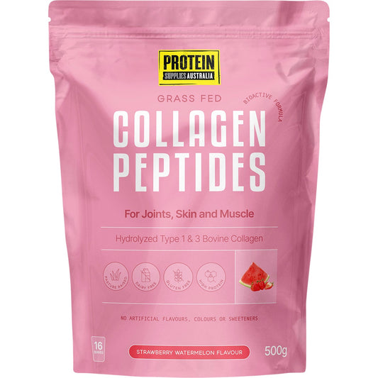 Protein Supplies Australia Grass Fed Collagen Strawberry Watermelon 500g - Cutprice Online