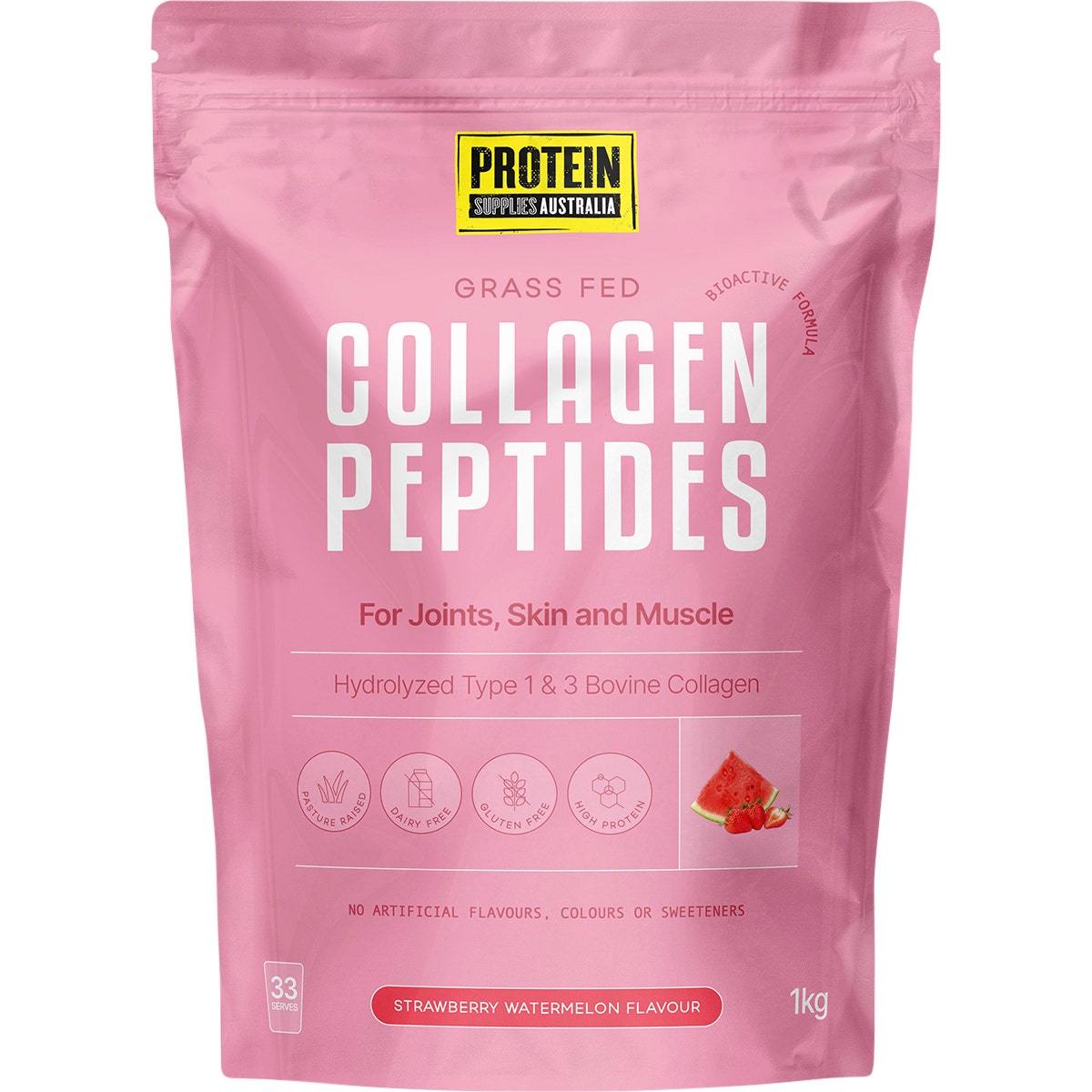 Protein Supplies Australia Grass Fed Collagen Strawberry Watermelon 1kg - Cutprice Online