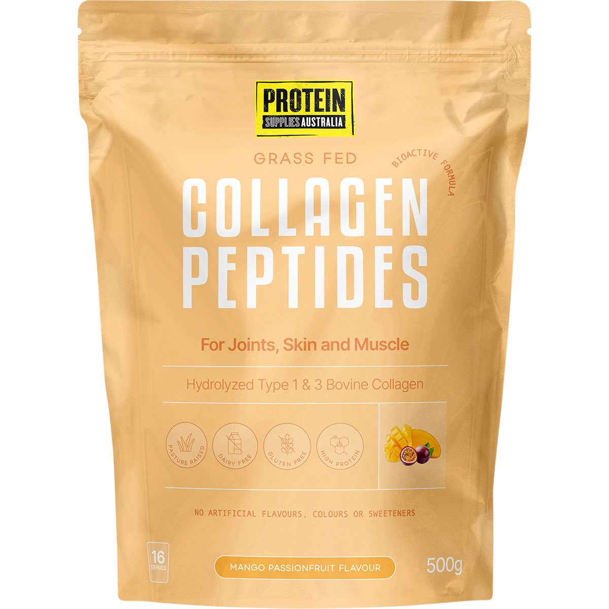 Protein Supplies Australia Grass Fed Collagen Mango Passionfruit 500g - Cutprice Online