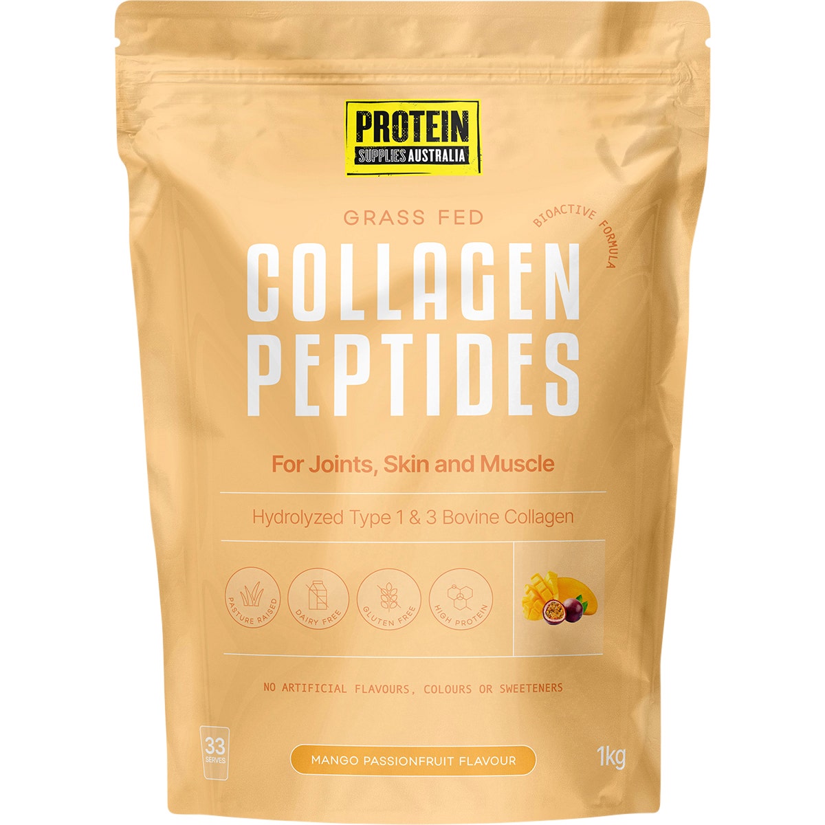 Protein Supplies Australia Grass Fed Collagen Mango Passionfruit 1kg - Cutprice Online