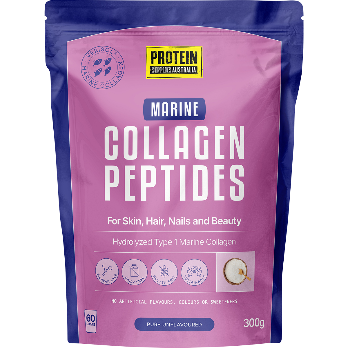Protein Supplies Australia Unflavoured Marine Collagen Peptides 300g