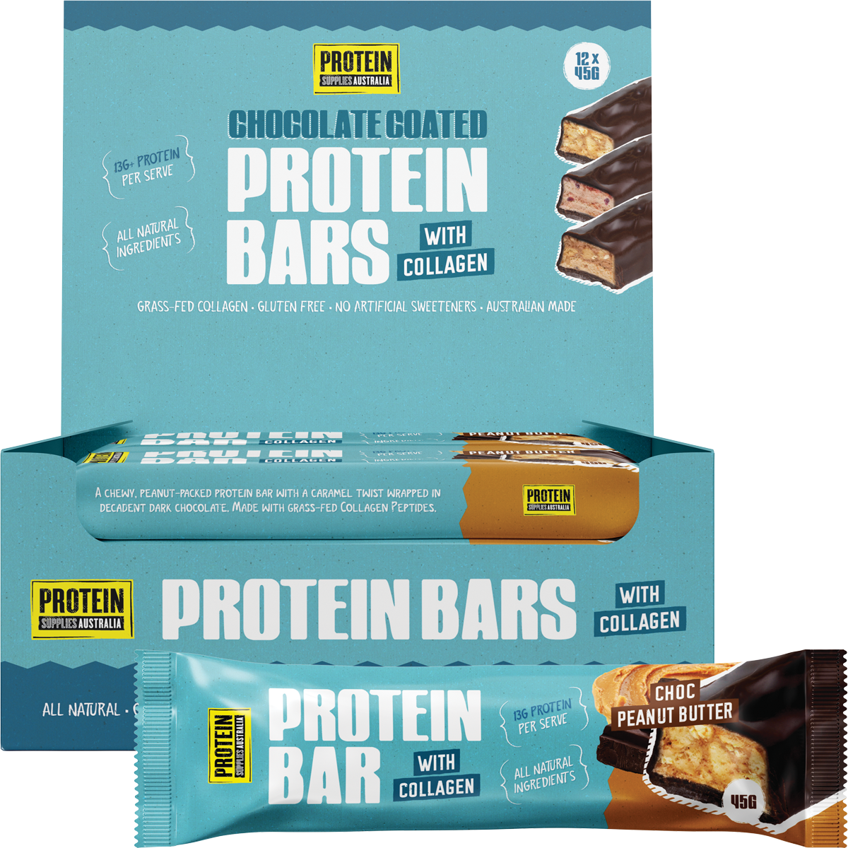 Protein Supplies Australia Collagen Protein Bar Choc Peanut Butter 45g x 12 Pack