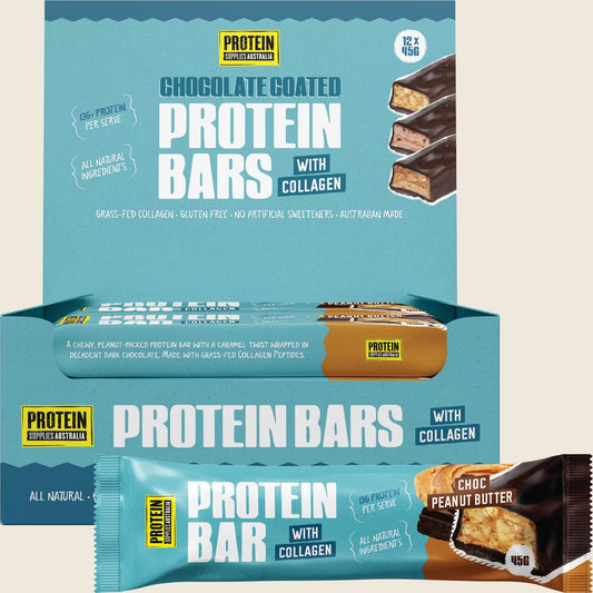 Protein Supplies Australia Protein Bar with Collagen Choc Peanut Butter 12x45g