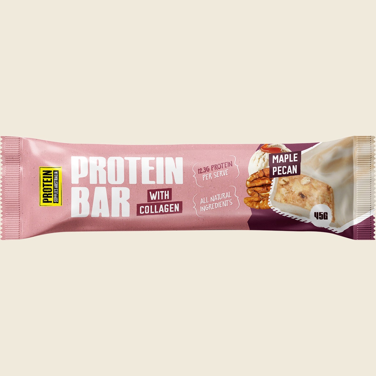 Protein Supplies Australia Protein Bar with Collagen Maple Pecan 12x45g