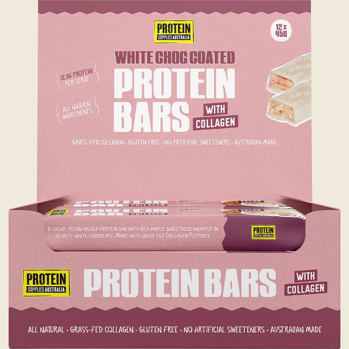 Protein Supplies Australia Protein Bar with Collagen Maple Pecan 12x45g