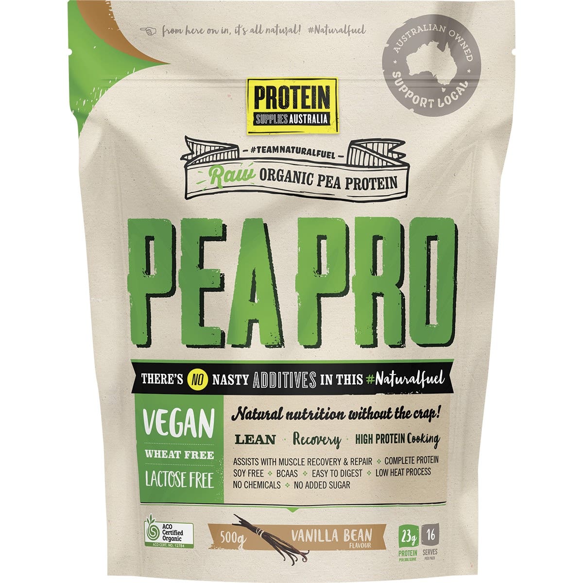 Protein Supplies Australia Protein Pea Pro (Raw Organic Pea Protein) Vanilla Bean 500g - Cutprice Online
