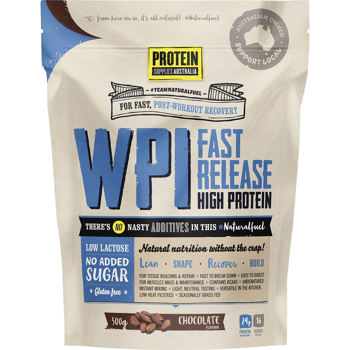 Protein Supplies Australia Protein WPI (Fast Release High Protein) Chocolate 500g - Cutprice Online