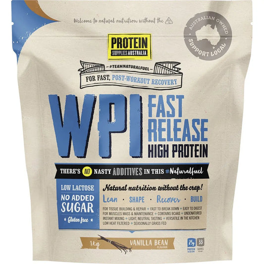 PROTEIN SUPPLIES AUSTRALIA WPI (Whey Protein Isolate) Vanilla Bean 1kg PROTEIN SUPPLIES AUSTRALIA