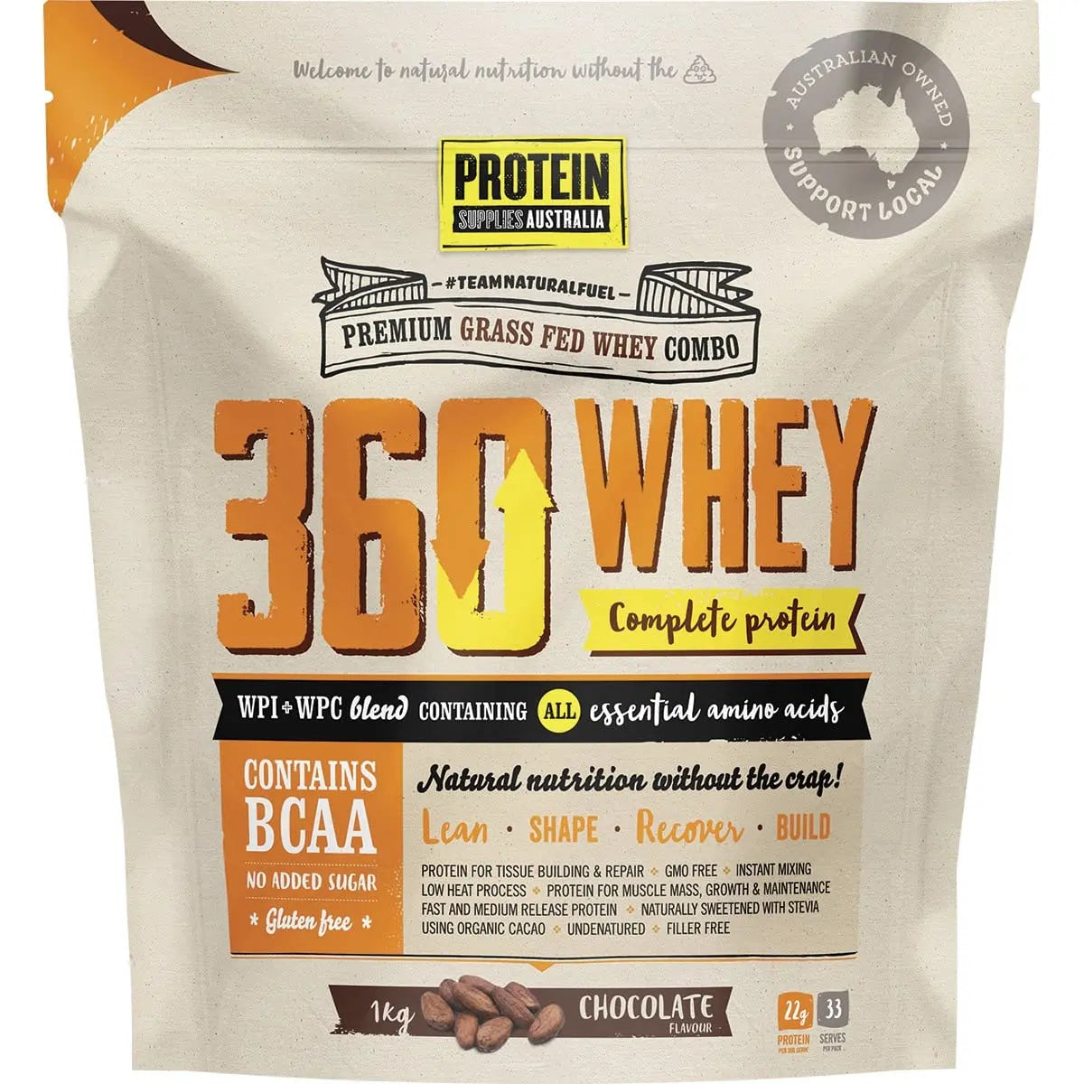 PROTEIN SUPPLIES AUSTRALIA 360Whey (WPI+WPC Combo) Chocolate 1kg PROTEIN SUPPLIES AUSTRALIA