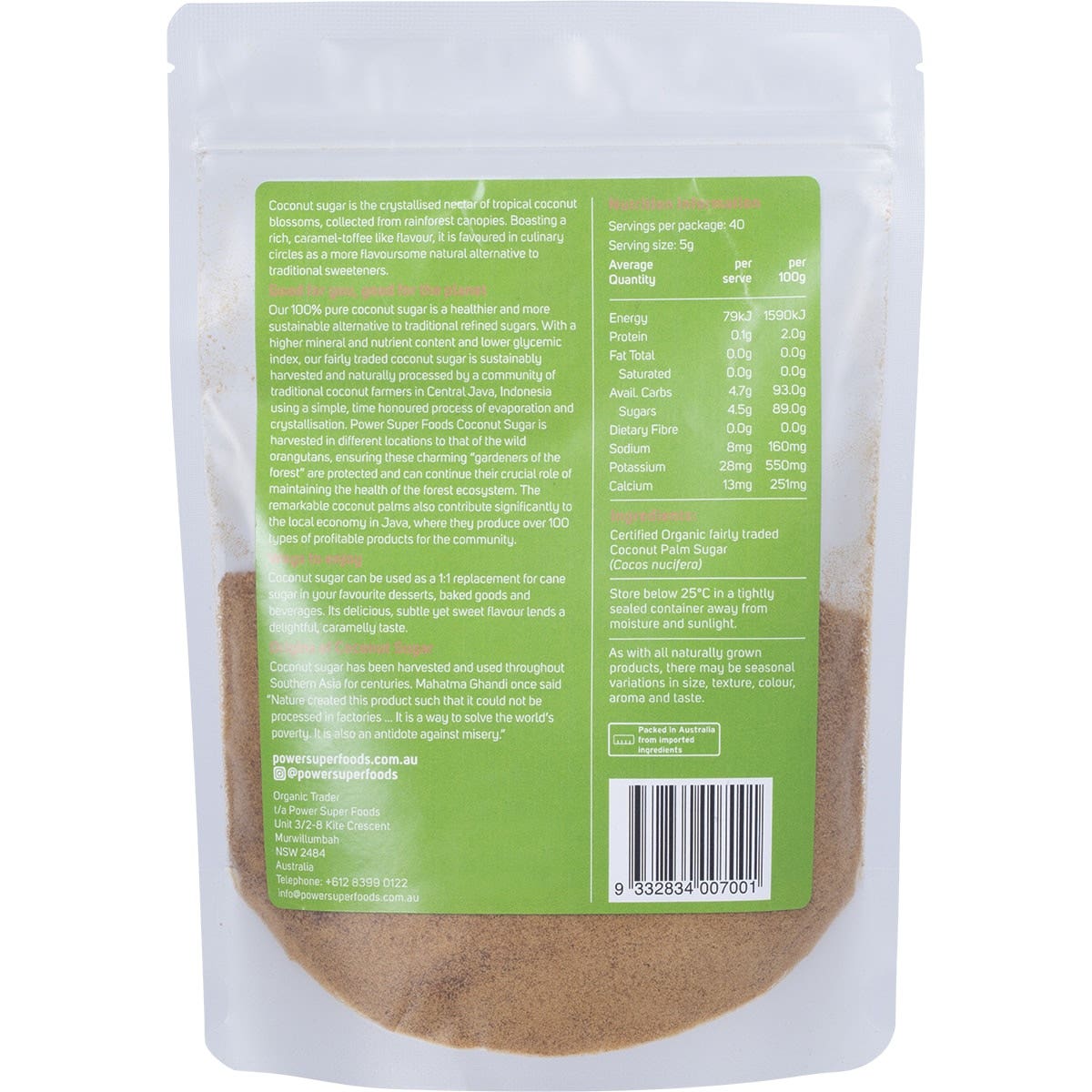 Power Super Foods Coconut Sugar Organic 200g - Cutprice Online