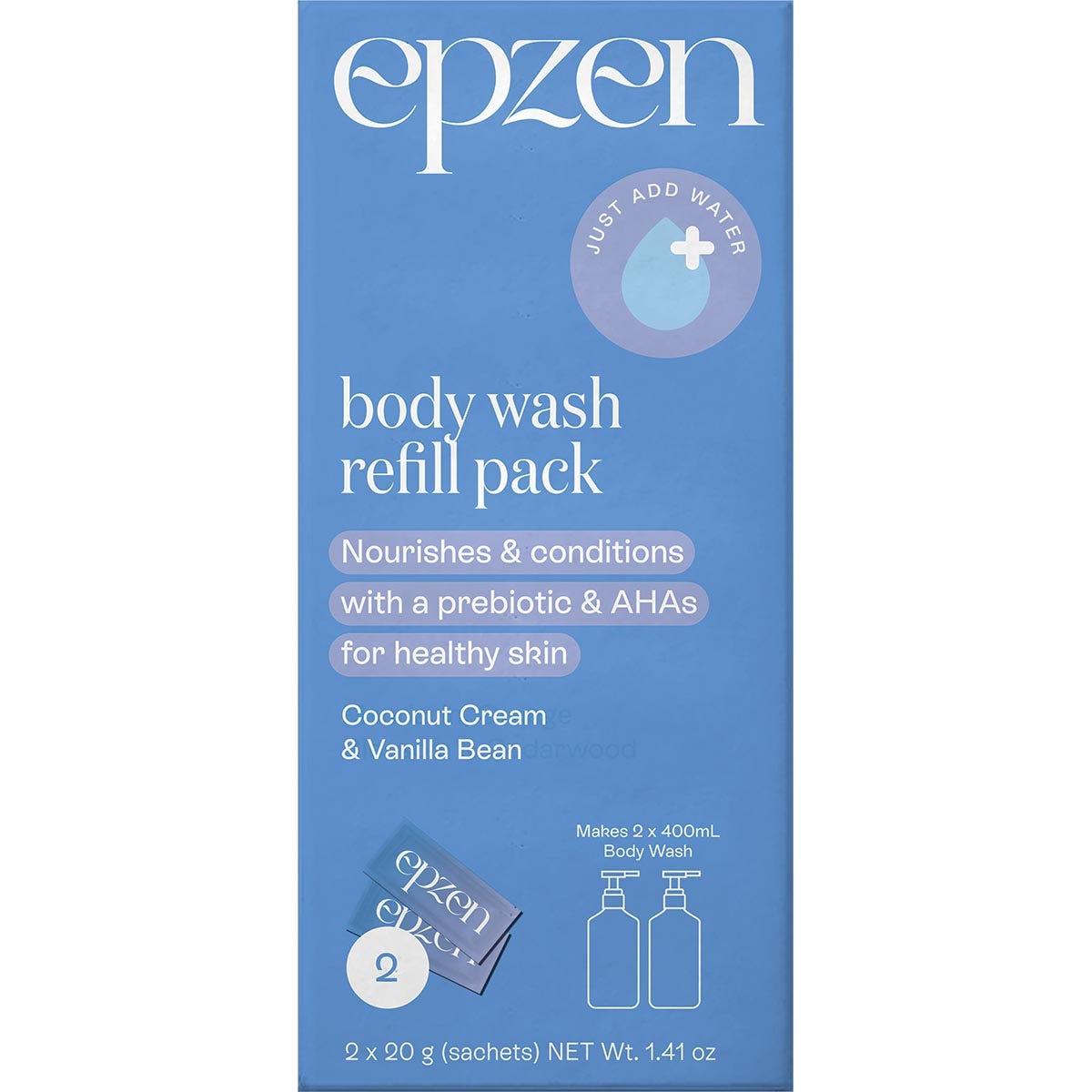 EPZEN Body Wash Refill Pack Coconut Cream & Vanilla Bean 2x20g - Cutprice Online
