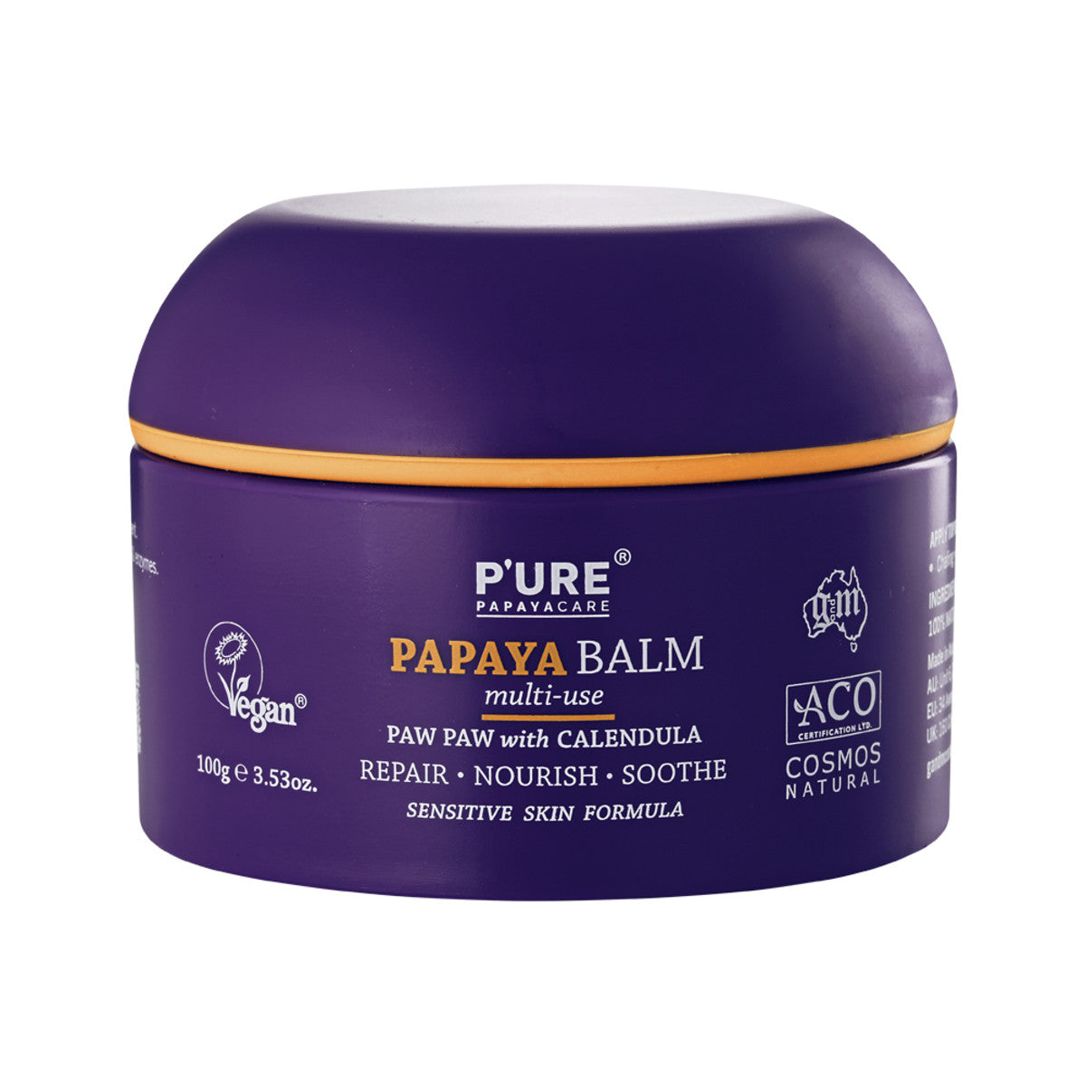 P'URE PAPAYACARE Papaya Balm Multi-Use Paw Paw With Calendula 100g URE PAPAYACARE