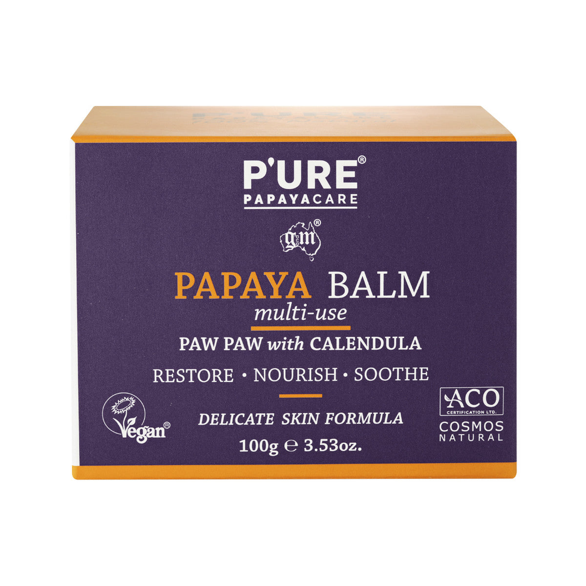 P'URE PAPAYACARE Papaya Balm Multi-Use Paw Paw With Calendula 100g URE PAPAYACARE