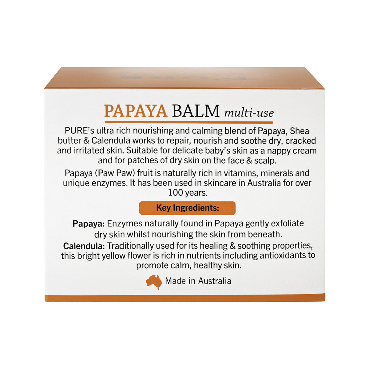 P'URE PAPAYACARE Papaya Balm Multi-Use Paw Paw With Calendula 100g URE PAPAYACARE