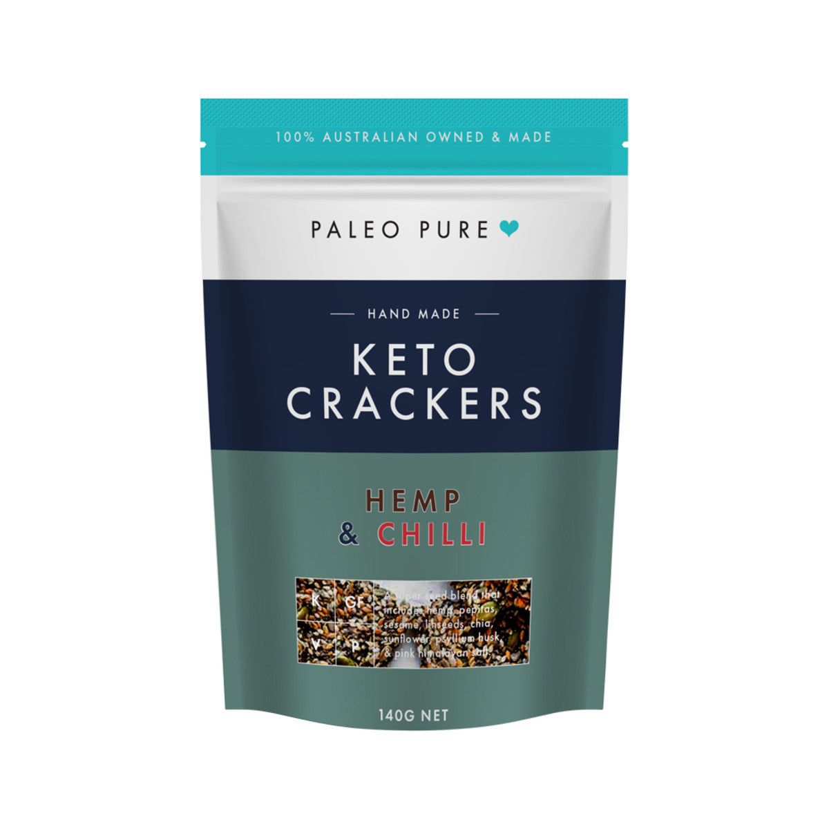Paleo Pure Keto Crackers Hemp & Chilli 140g - Cutprice Online
