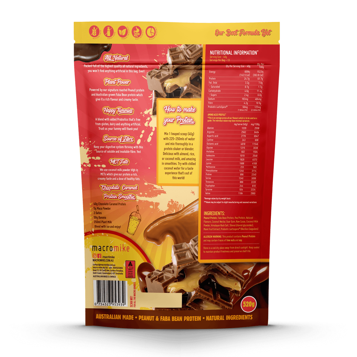 MACRO MIKE Peanut Plant Protein Caramel Cinnamon Bun 520g MACRO MIKE