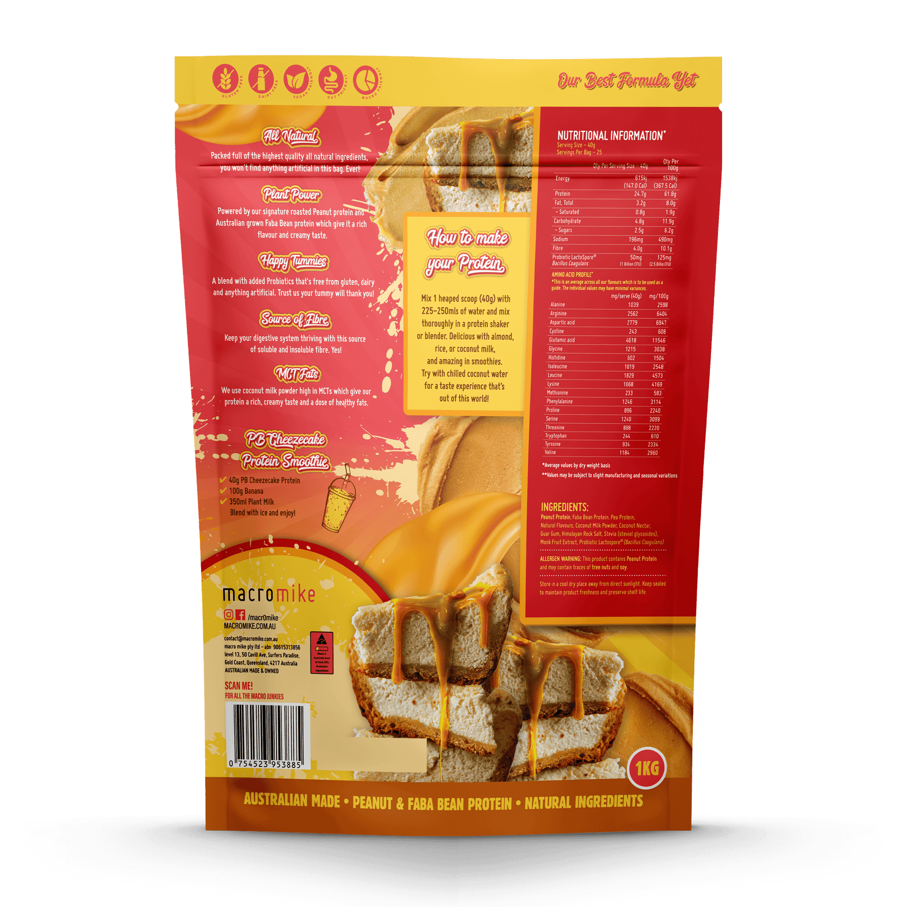 Macro Mike Peanut Plant Protein Peanut Butter Cheezecake 1kg MACRO MIKE