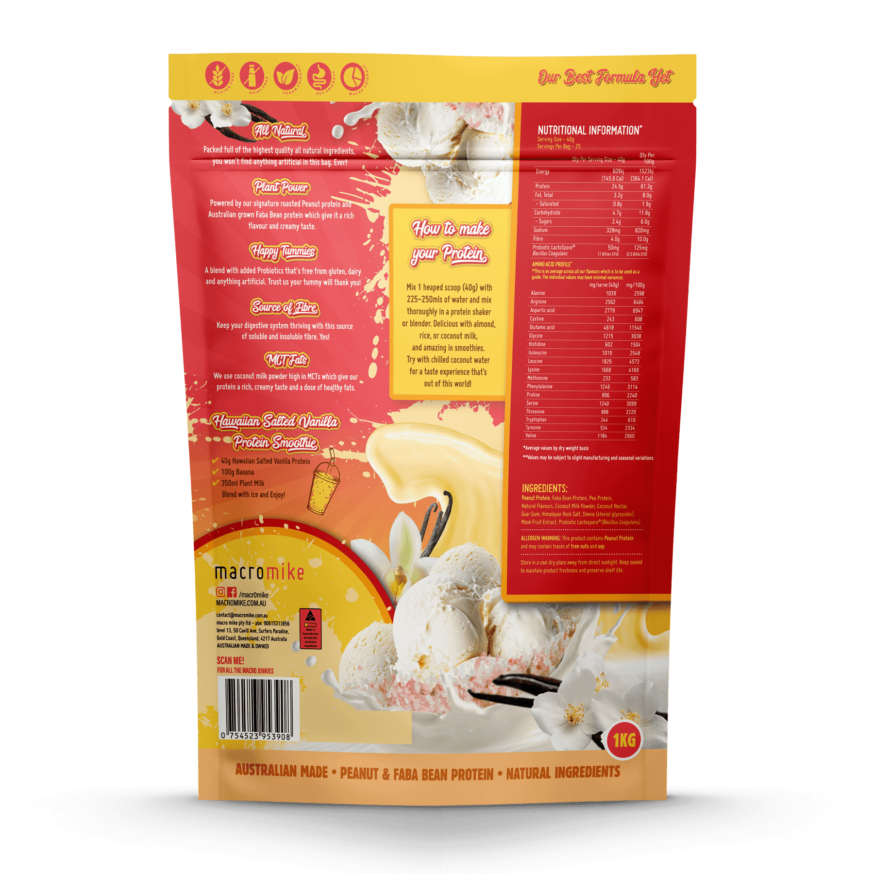 Macro Mike Peanut Plant Protein Hawaiian Salted Vanilla 1kg MACRO MIKE