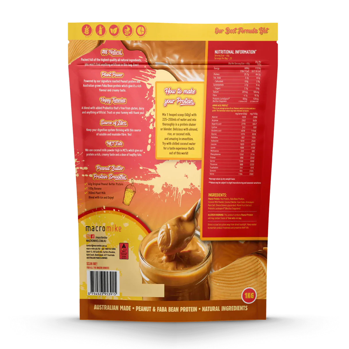 Macro Mike Peanut Plant Protein Original Peanut Butter 1kg MACRO MIKE