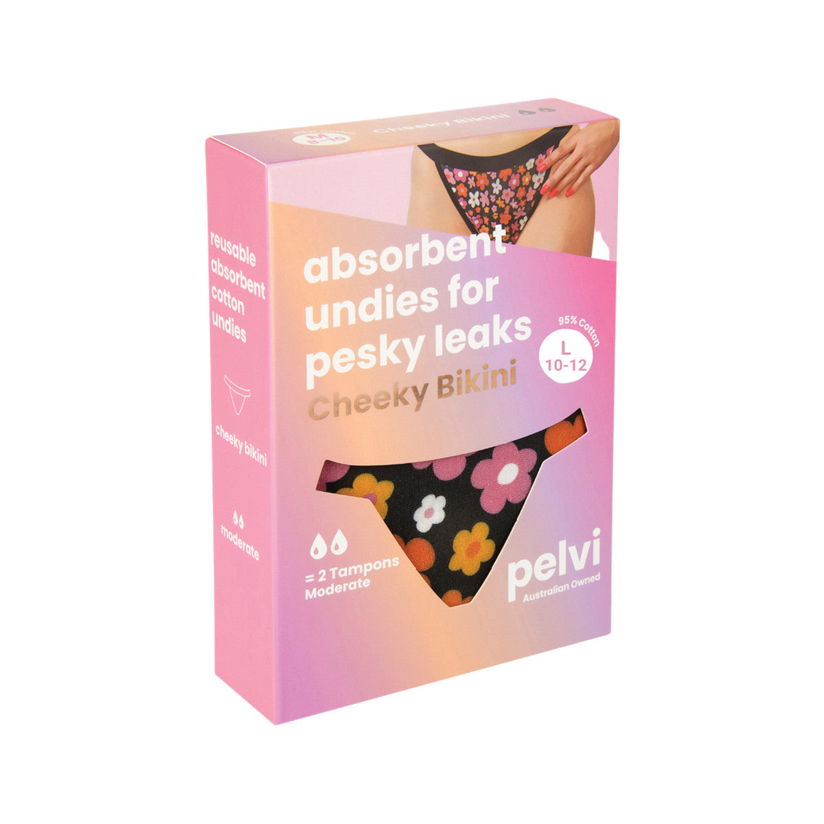 Pelvi Leakproof Underwear Cheeky Bikini Floral L - Cutprice Online