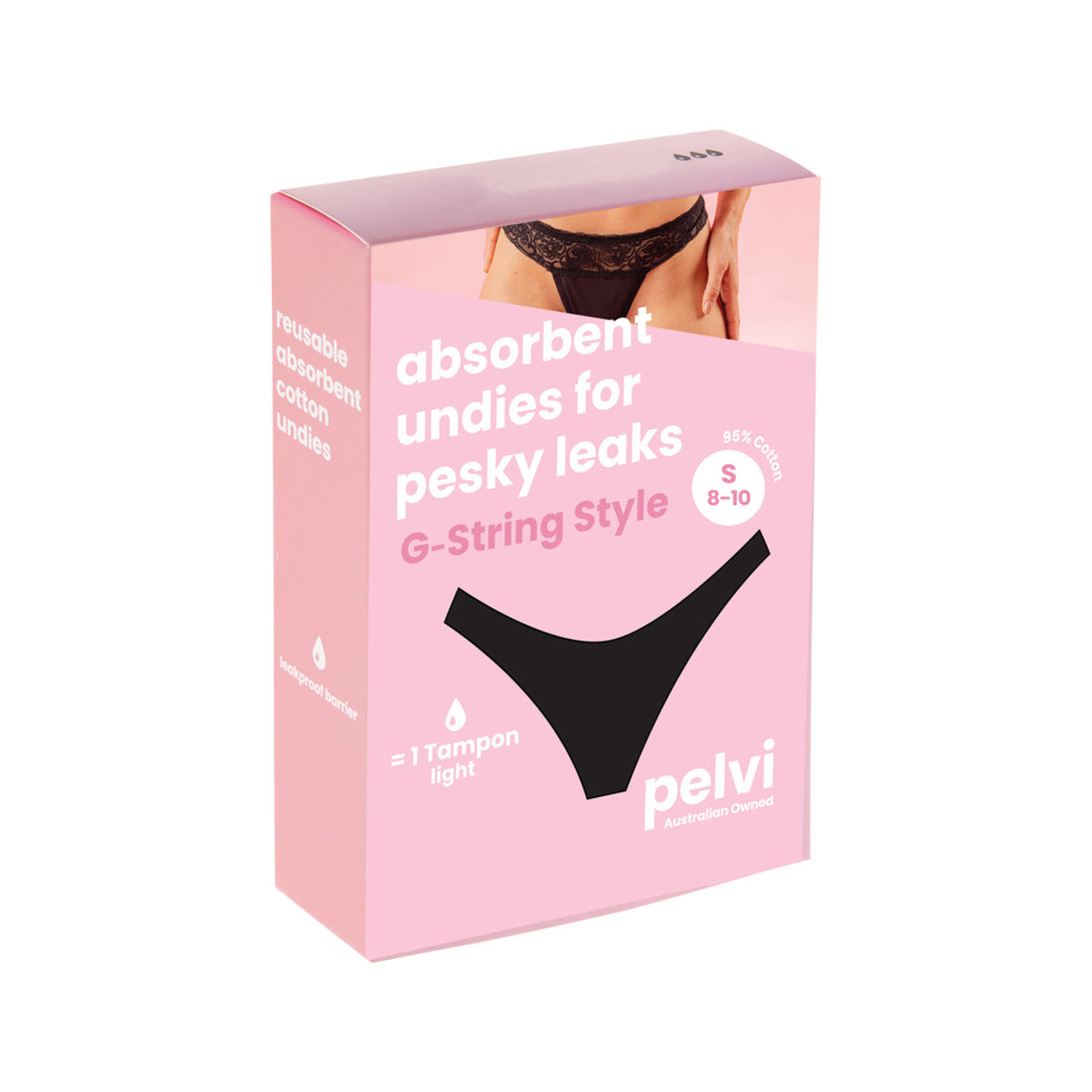 Pelvi Leakproof Underwear G-String Black S - Cutprice Online