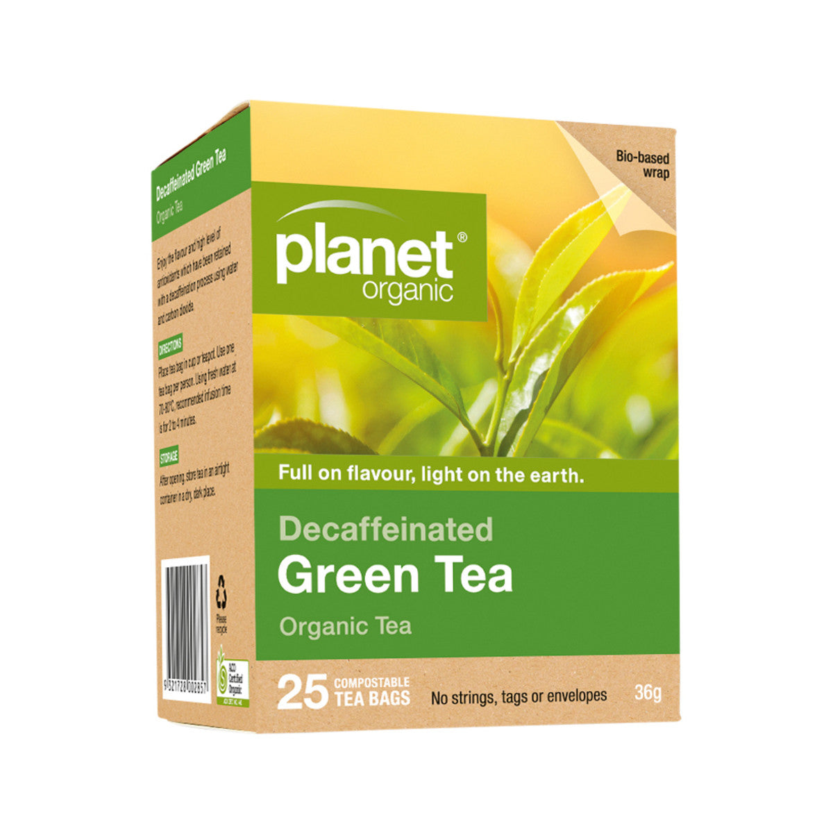 Planet Organic Organic Decaffeinated Green Tea x 25 Tea Bags - Cutprice Online