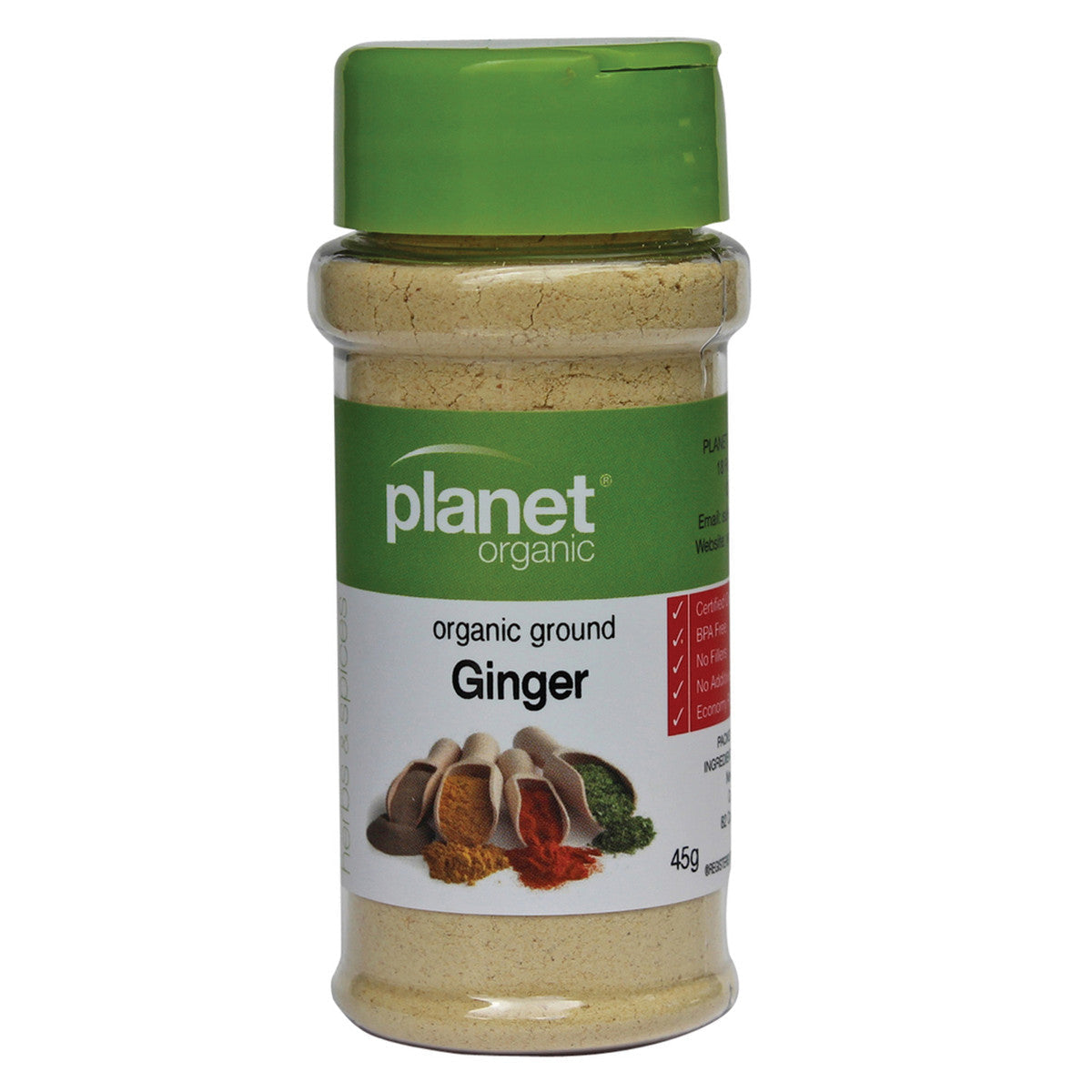Planet Organic Organic Shaker Ground Ginger 45g - Cutprice Online