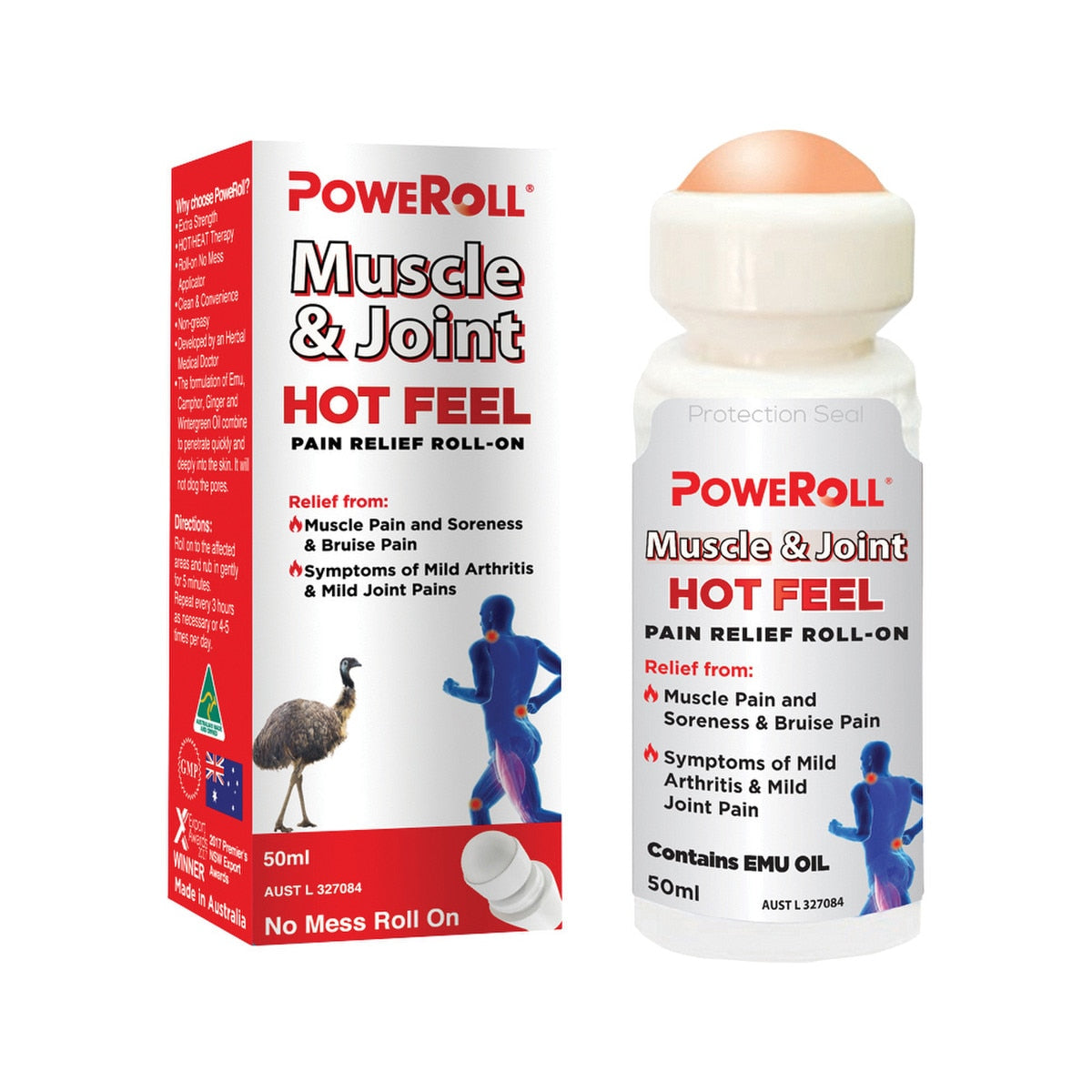 PoweRoll Muscle & Joint Hot Feel Pain Relief Plus Oil Roll-On 50ml - Cutprice Online