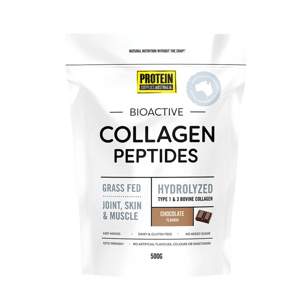 Protein Supplies Australia Collagen Peptides Chocolate 500g - Cutprice Online