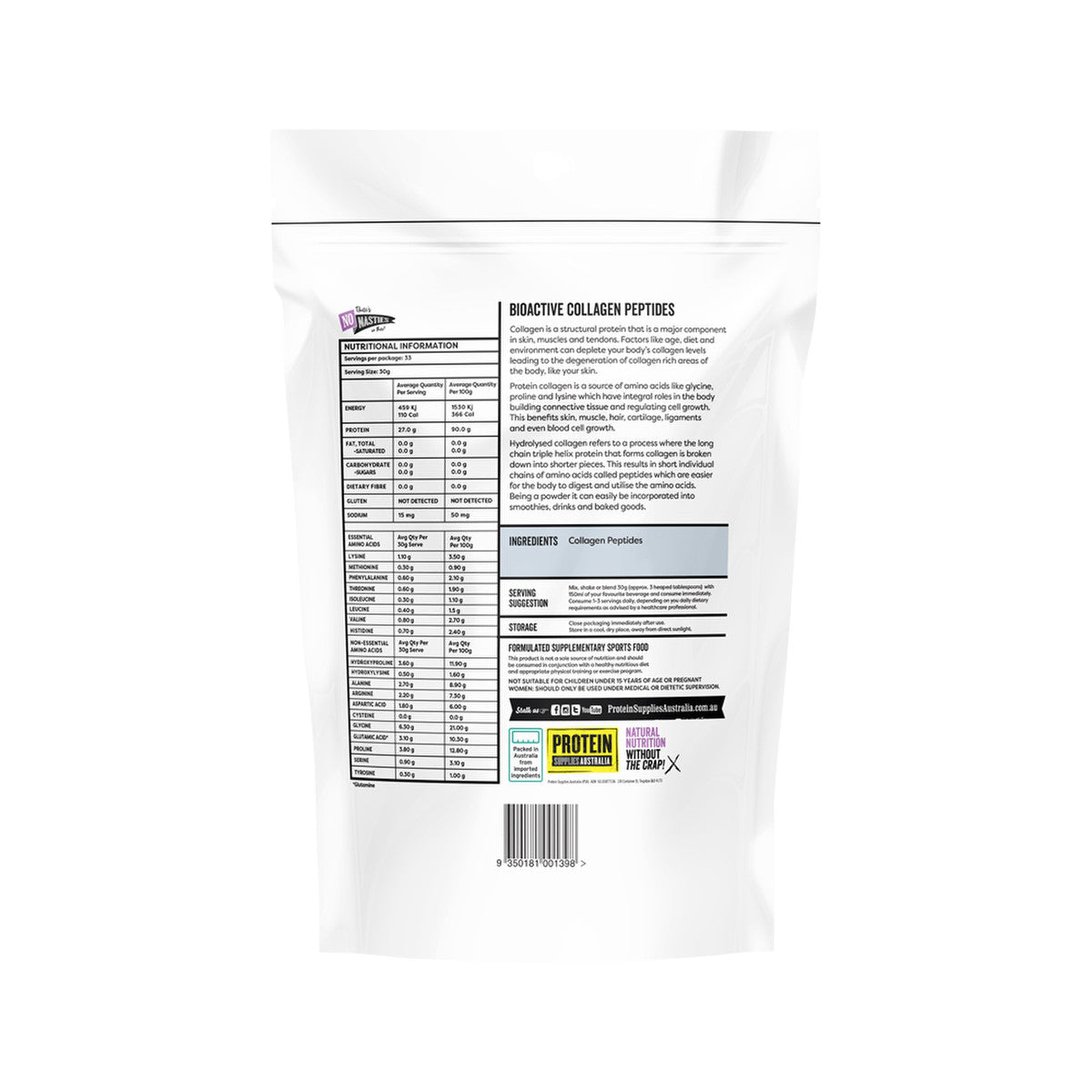 Protein Supplies Australia Collagen Peptides Pure 1kg - Cutprice Online