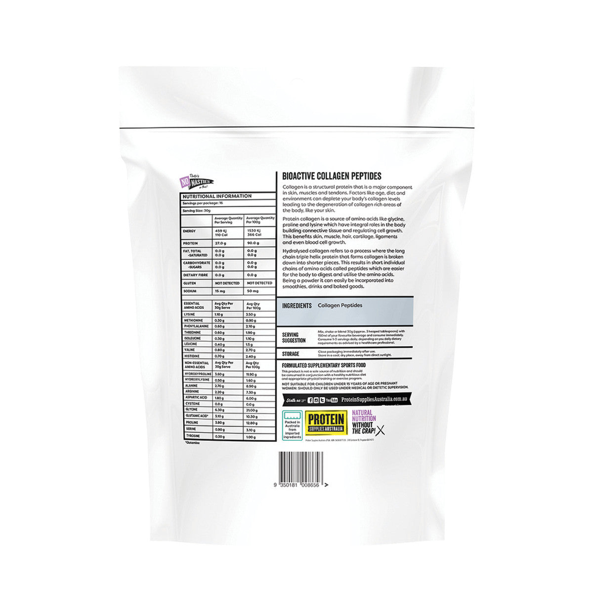 Protein Supplies Australia Collagen Peptides Pure 500g - Cutprice Online