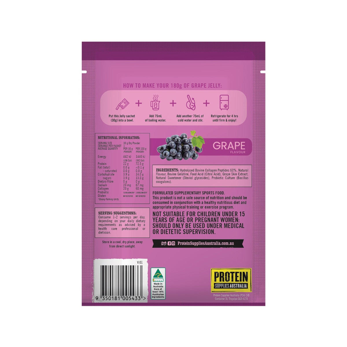 Protein Supplies Australia Protein Jelly Grape 30g X 12 - Cutprice Online