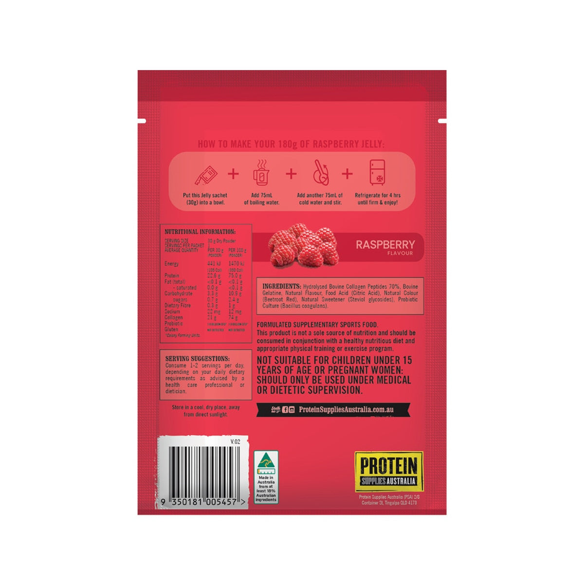 Protein Supplies Australia Protein Jelly Raspberry 30g X 12 - Cutprice Online