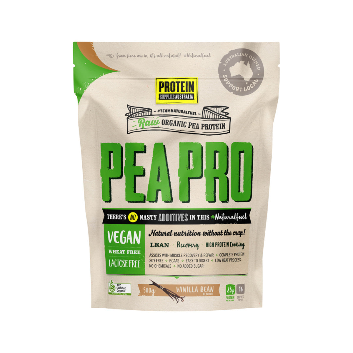 Protein Supplies Australia Protein Pea Pro (Raw Organic Pea Protein) Vanilla Bean 500g - Cutprice Online