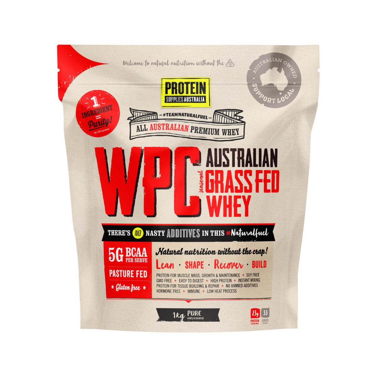 Protein Supplies Australia Protein WPC (Australian Grass Fed Whey) Pure 1kg - Cutprice Online