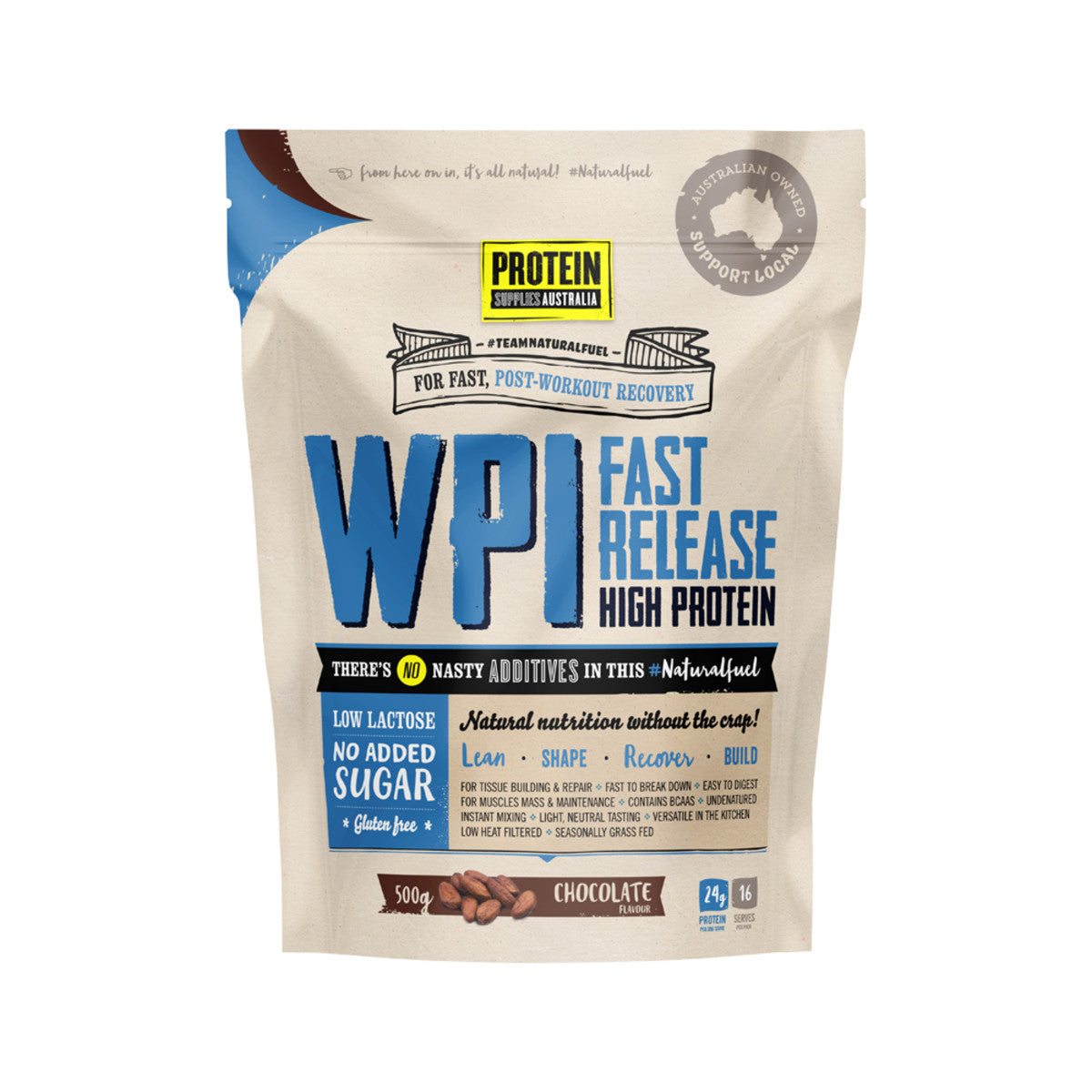 Protein Supplies Australia Protein WPI (Fast Release High Protein) Chocolate 500g - Cutprice Online
