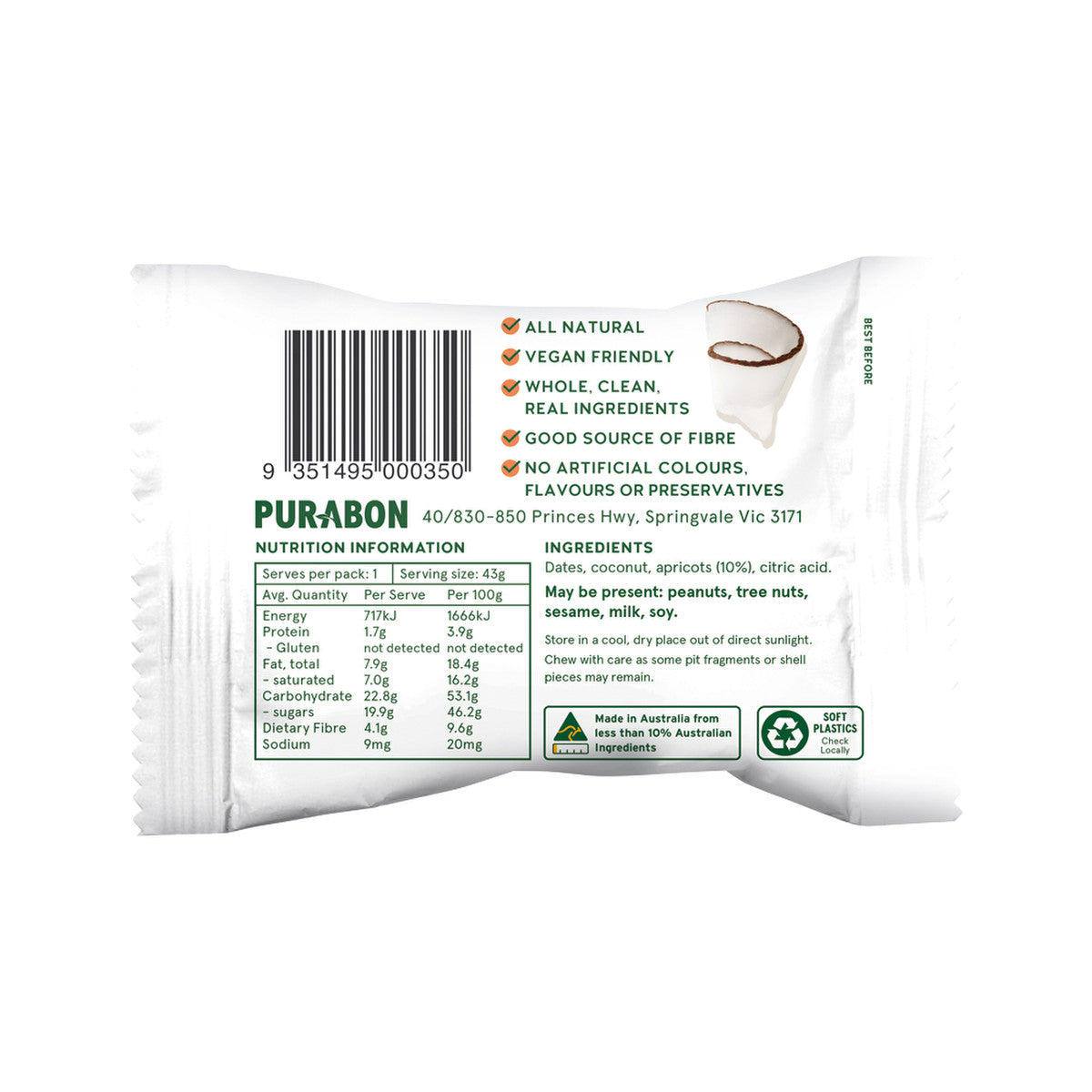 Purabon Wholefood Balls Apricot Delight 43g(Pack of 12) - Cutprice Online