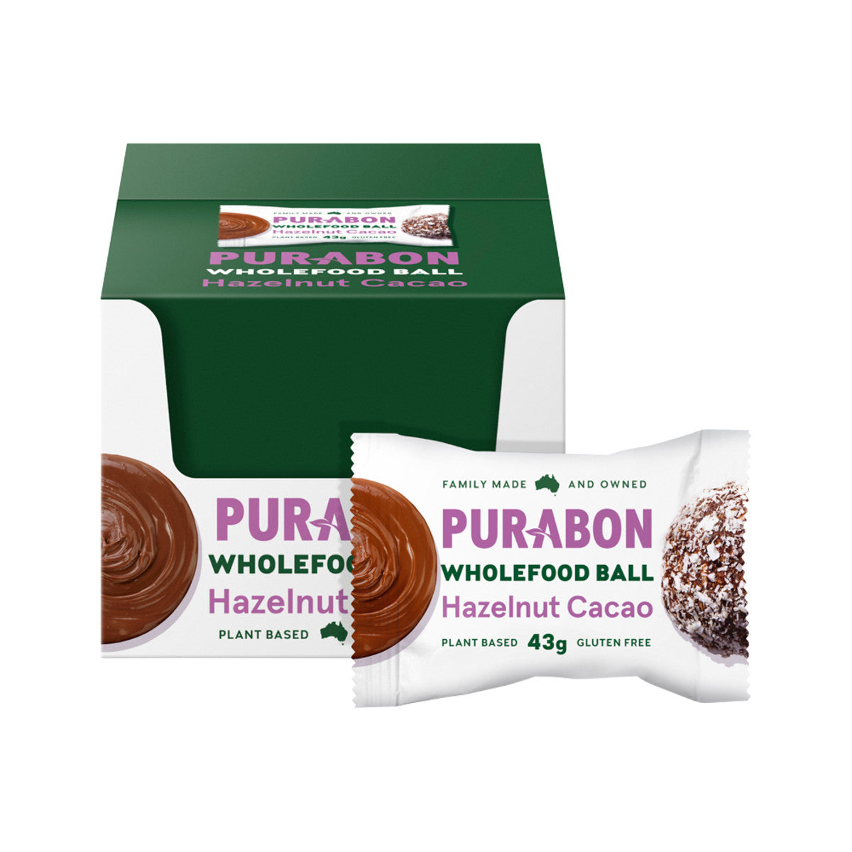 Purabon Wholefood Balls Hazelnut Cacao 43g(Pack of 12) - Cutprice Online