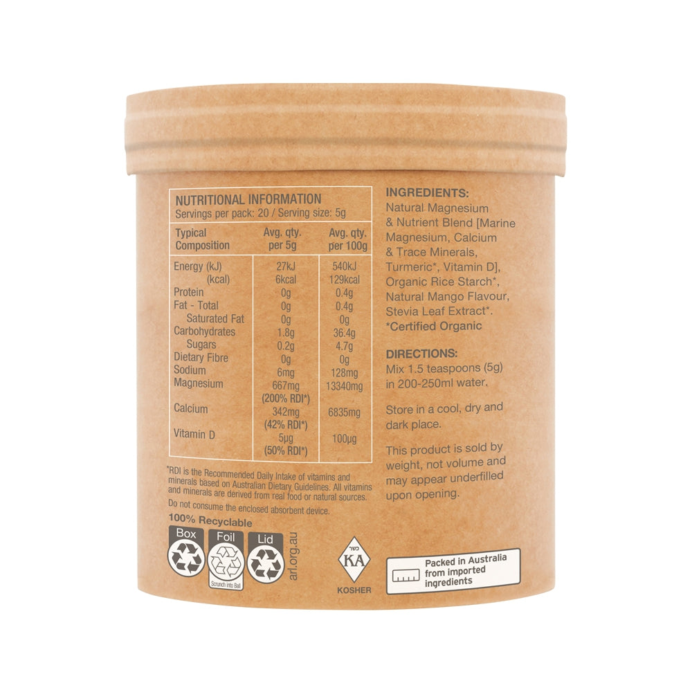 Raw Real Food Nutrients Muscle Magnesium Creamy Mango 100g