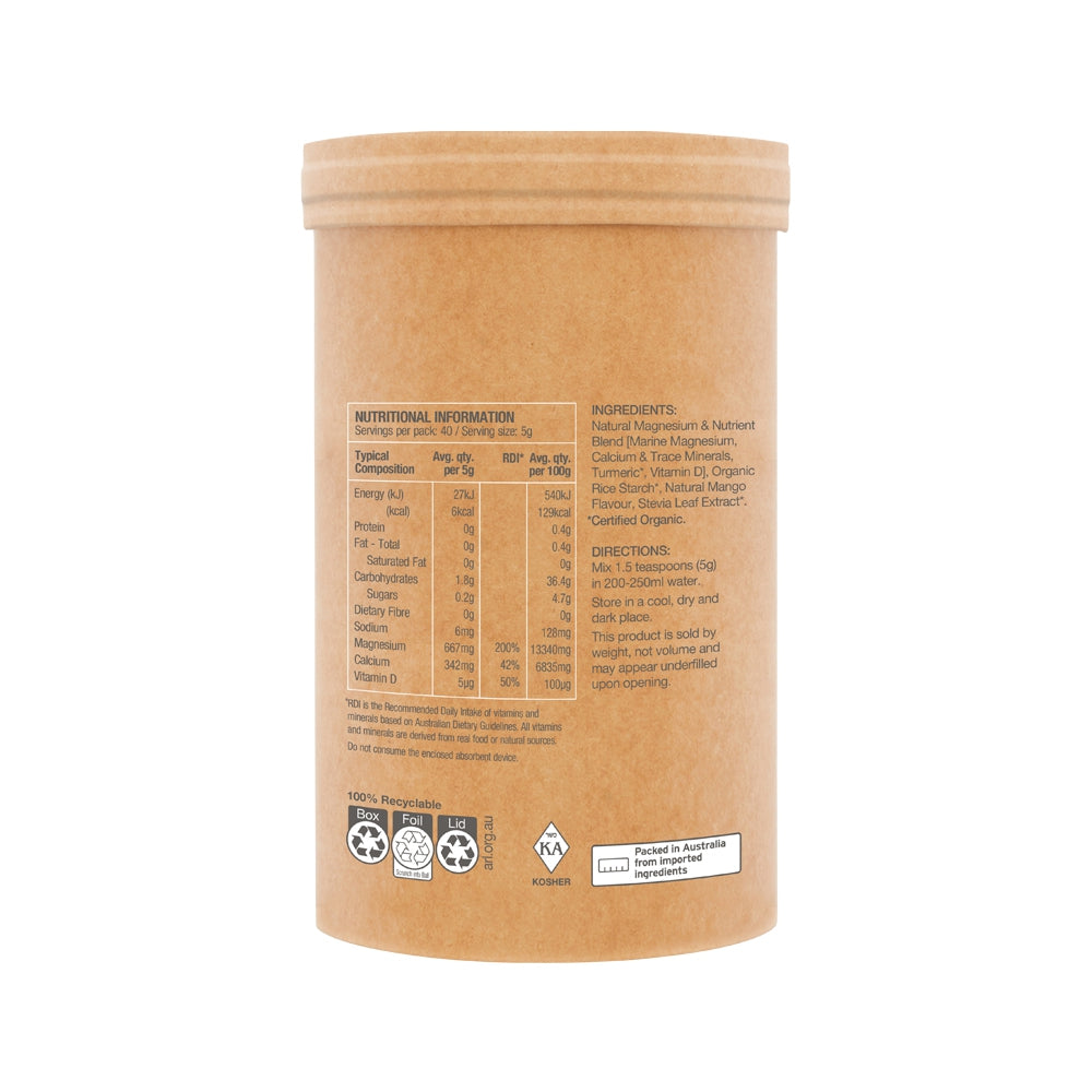 Raw Real Food Nutrients Muscle Magnesium Creamy Mango 200g