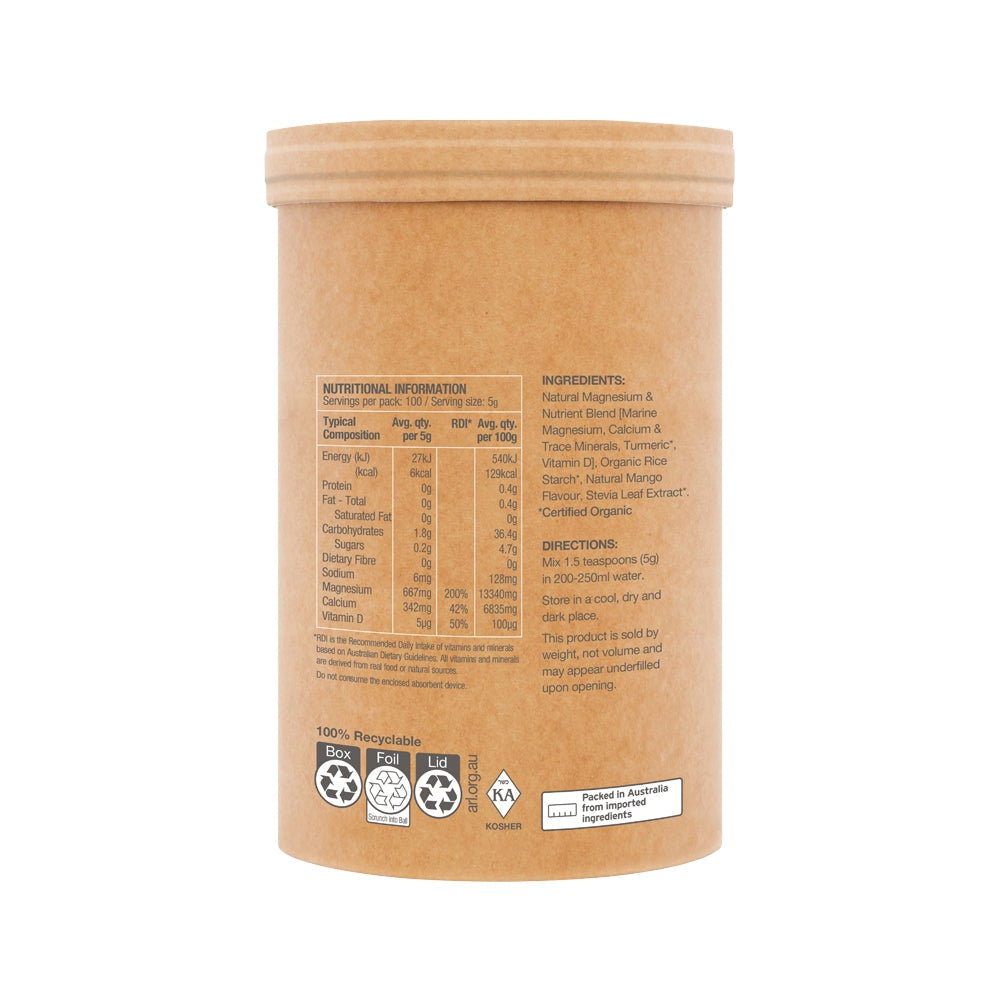 Raw Real Food Nutrients Muscle Magnesium Creamy Mango 500g