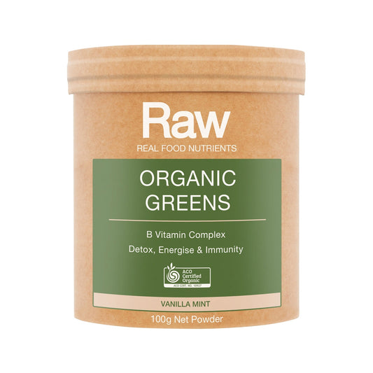 Raw Real Food Nutrients Organic Greens Vanilla Mint 100g