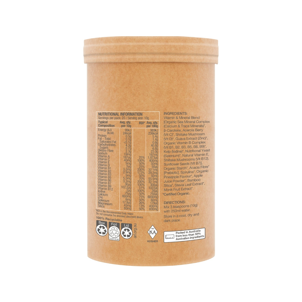 Raw Real Food Nutrients Organic Multivitamin Pineapple 200g