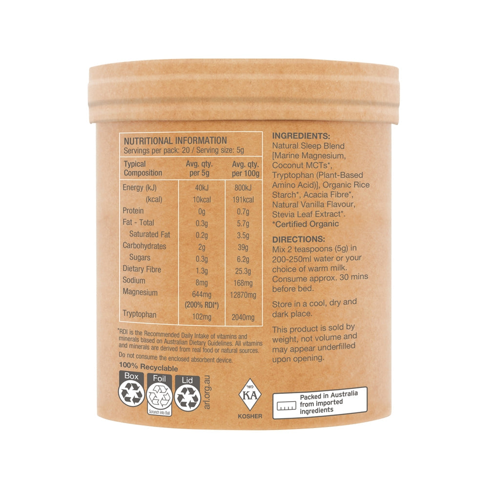 Raw Real Food Nutrients Sleep Magnesium Dreamy Vanilla 100g