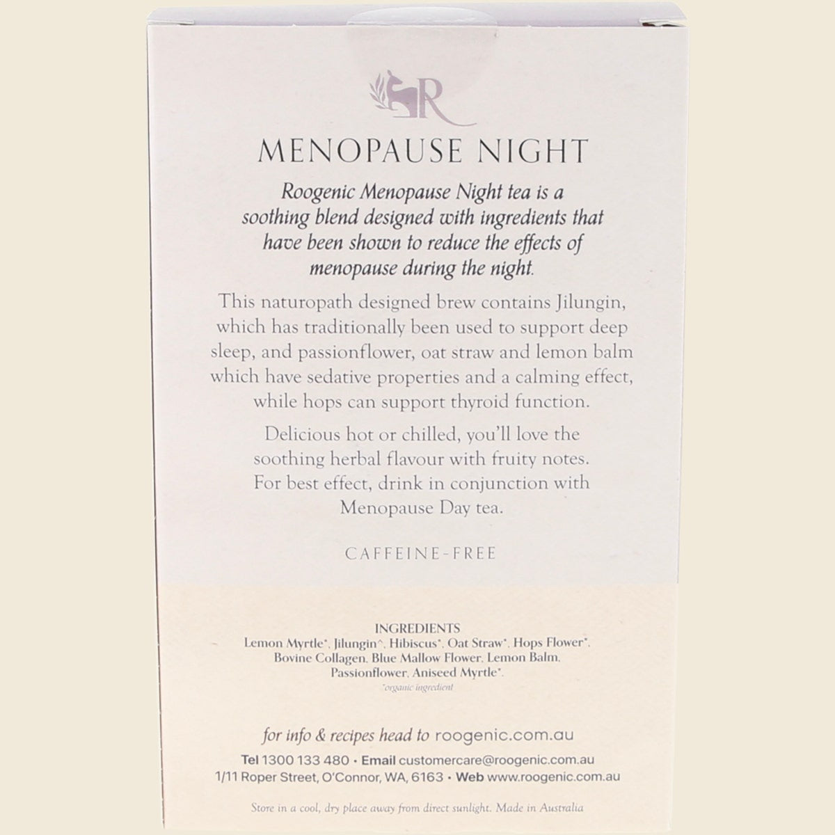 Roogenic Australia Menopause Night (Native Plant Tea Elixir) x 18 Tea Bags