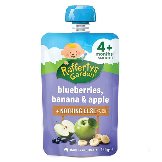 Raffertys 4 Months+ Blueberries Banana And Apple Baby Food 120gm - Cutprice Online