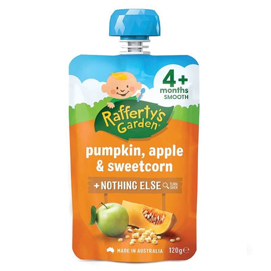 Raffertys Garden Baby Food Pouch Pumpkin, Apple & Sweetcorn 4+ Months 120g - Cutprice Online