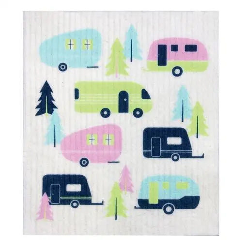 RETROKITCHEN 100% Biodegradable Dishcloth Caravan 1 RETROKITCHEN